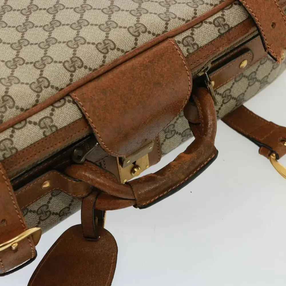 GUCCI GG Supreme Boston Bag Pvc Beige